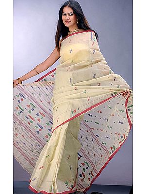 Antiquewhite Dhakai Sari from Bengal
