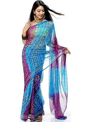 Bandhini Chiffon Sari from Gujarat