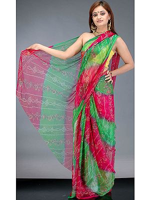 Bandhini Dyed Chiffon Sari from Gujarat
