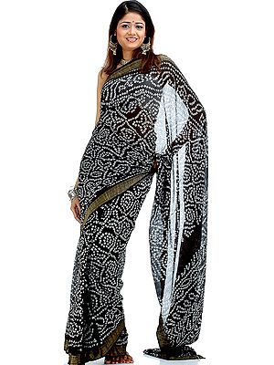 Black Bandhani Sari from Jaipur