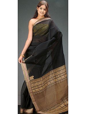 Black Bengal Cotton Sari