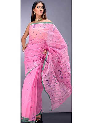 Bubble-Pink Dhakai Sari