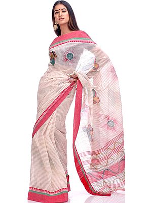 Butterfly Hand-Painted Sari