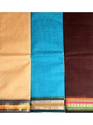 Lot of Three Narayanpet Saris from Andhra Pradesh