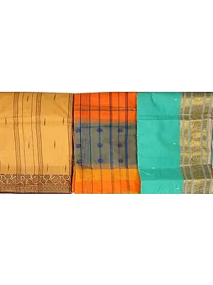 Lot of Three Handwoven Dhakai Saris from Kolkata