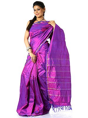 Royal Purple Kanjivaram Sari with Golden Thread Weave
