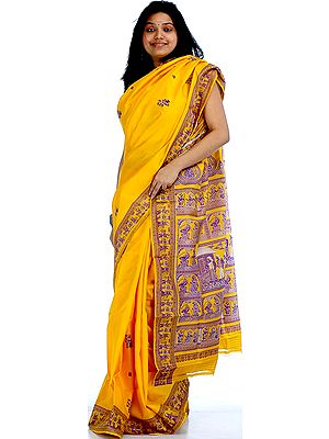 A Baluchari Sari with Legend from the Mahabharata
