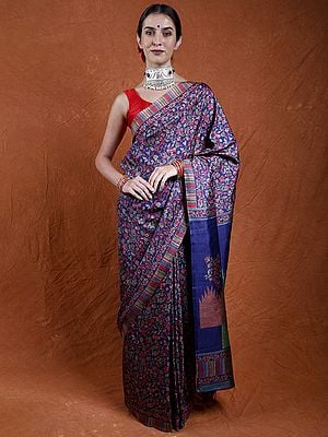 Kani Saree from Jharkhand with Multi-Colored Printed Flowers