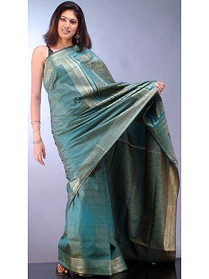 Green Banarasi Jamawar Sari