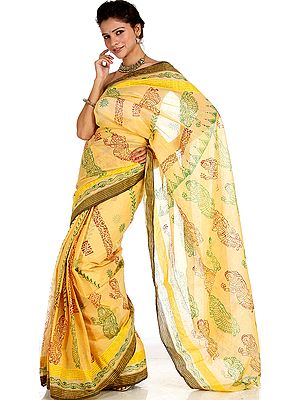 Impala Sari from Bihar with Block-Printed Ladies