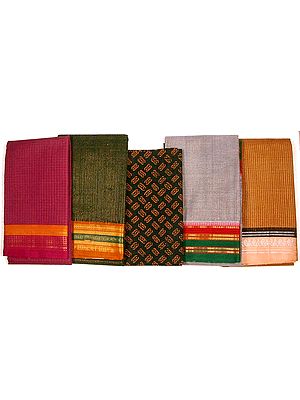 Lot of Five Cotton Saris
