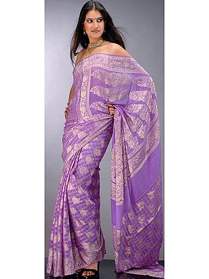 Mauve Banarasi Sari with Golden Thread Weave