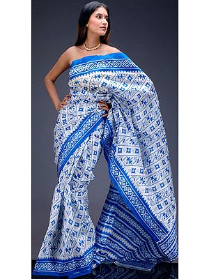 Pure Silk Sari with Folk Print