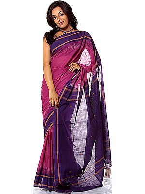 Purple Hand-woven Sari from Bengal