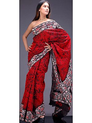 Red and Black Batik Sari