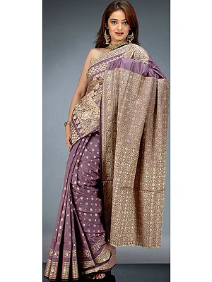 Rosybrown Banarasi Sari with All-Over Bootis