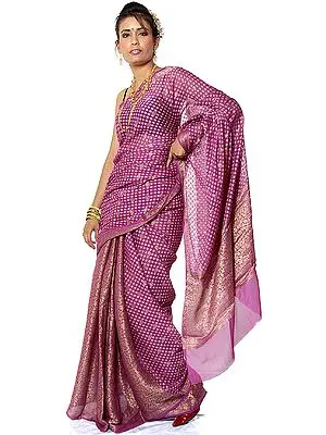 Purple Banarasi Sari with All-Over Woven Bootis