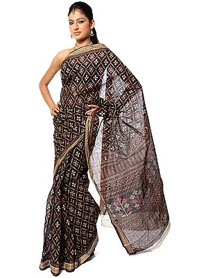 Black Printed Sari from Bangalore