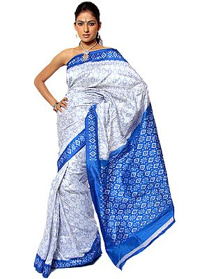 Water and Ice Ikat Sari Hand-woven in Pochampally Village