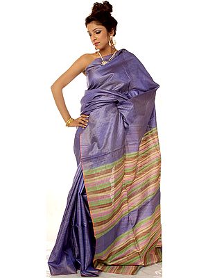 Hand-woven Amethyst Kosa Silk Sari from Jharkhand