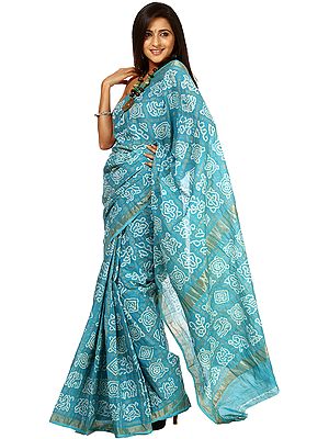 Algiers-Blue Gharchola Bandhani Sari from Kutch