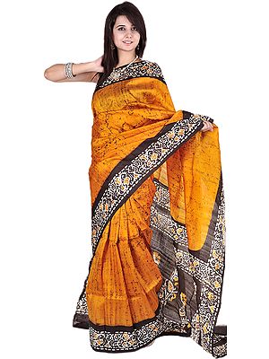 Amber Batik Sari from Kolkata