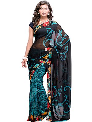 Floral Print Sari from Surat