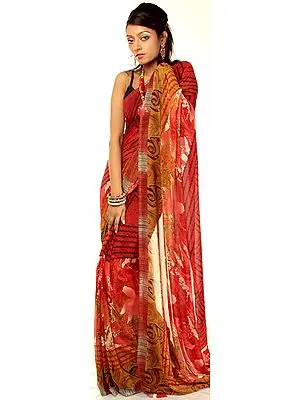 Sharon-Rose Floral Printed Sari from Surat