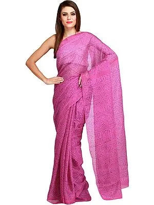 Rose-Violet Bandhani Tie-Dye Marwari Sari from Jodhpur