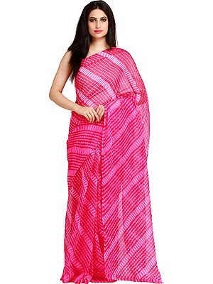 Magenta Leharia Printed Sari from Jodhpur