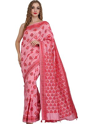 Sari from Assam with Auspicious Bootis Woven  All-Over