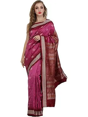 Dahlia-Mauve Handloom Sari from Orissa with Bomkai Weave