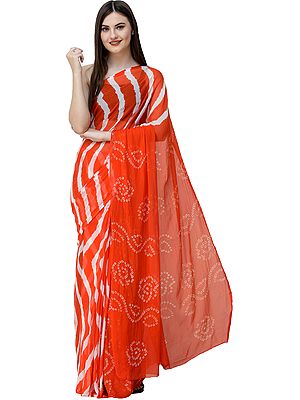 Leheriya Sari from Jaipur with Bandhani Tie-Dye on Pallu
