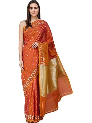 Uppada Sari from Bangalore with Zari-Woven Parrots on Border