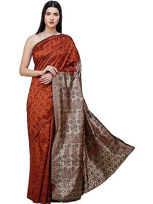 Sari from Banaras with Woven Floral Vines