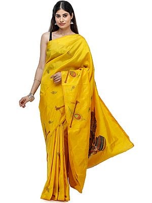 Balkrishna Embroidered Pure Silk Sari with Peacock Motifs  from Chennai