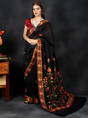 Georgette Kashmiri Saree with Kashida Embroidery
