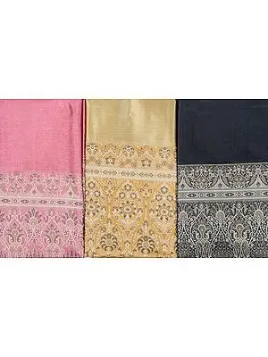 Lot of Three Plain Banarasi Saris