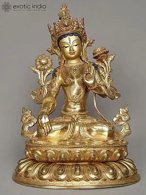 11" White Tara Statue - Buddhist Goddess Copper Sculpture