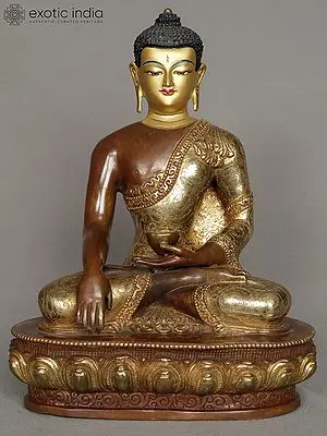 Shakyamuni Buddha Copper Statue, 12" - Meditation Pose
