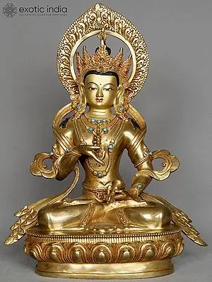 Golden Vajrasattva Statue from Nepal - 12 Inch