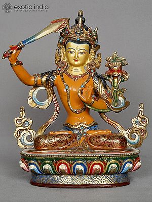 9" Manjushri Copper Statue from Nepal | Mahayana Buddhism