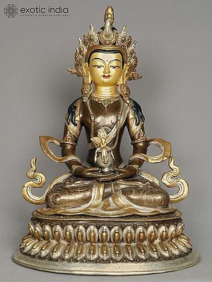 19" Copper Aparmita Statue from Nepal | Amitayus Copper Idol