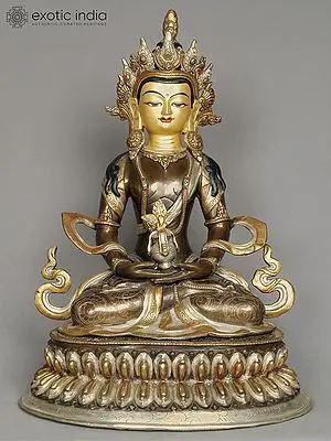 Amitayus Buddha Statue: Copper Idol of Aparmita, Lord of Infinite Life