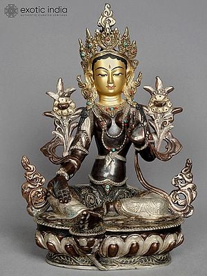 13" Green Tara Idol from Nepal | Nepalese Copper Statue