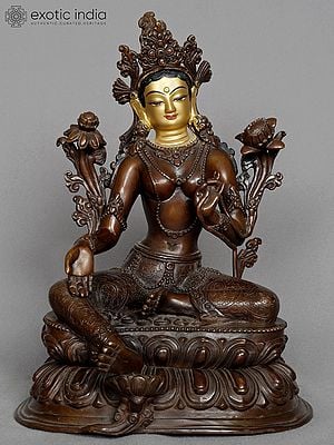 10" Goddess Green Tara Nepalese Copper Statue