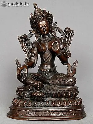 Green Tara Copper Statue: Tibetan Buddhist Goddess of Compassion