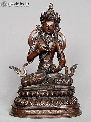 10" Buddhist Deity Vajrasattva Idol from Nepal | Nepalese Copper Statue