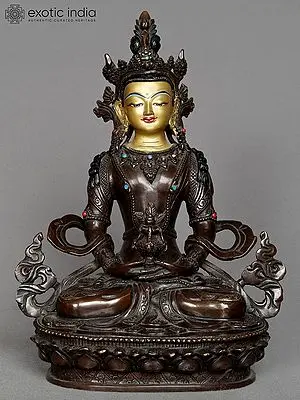 10" Aparmita Copper Statue from Nepal | Amitayus Buddha Idol