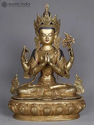 Serene Kharchari Copper Statue from Nepal (19")